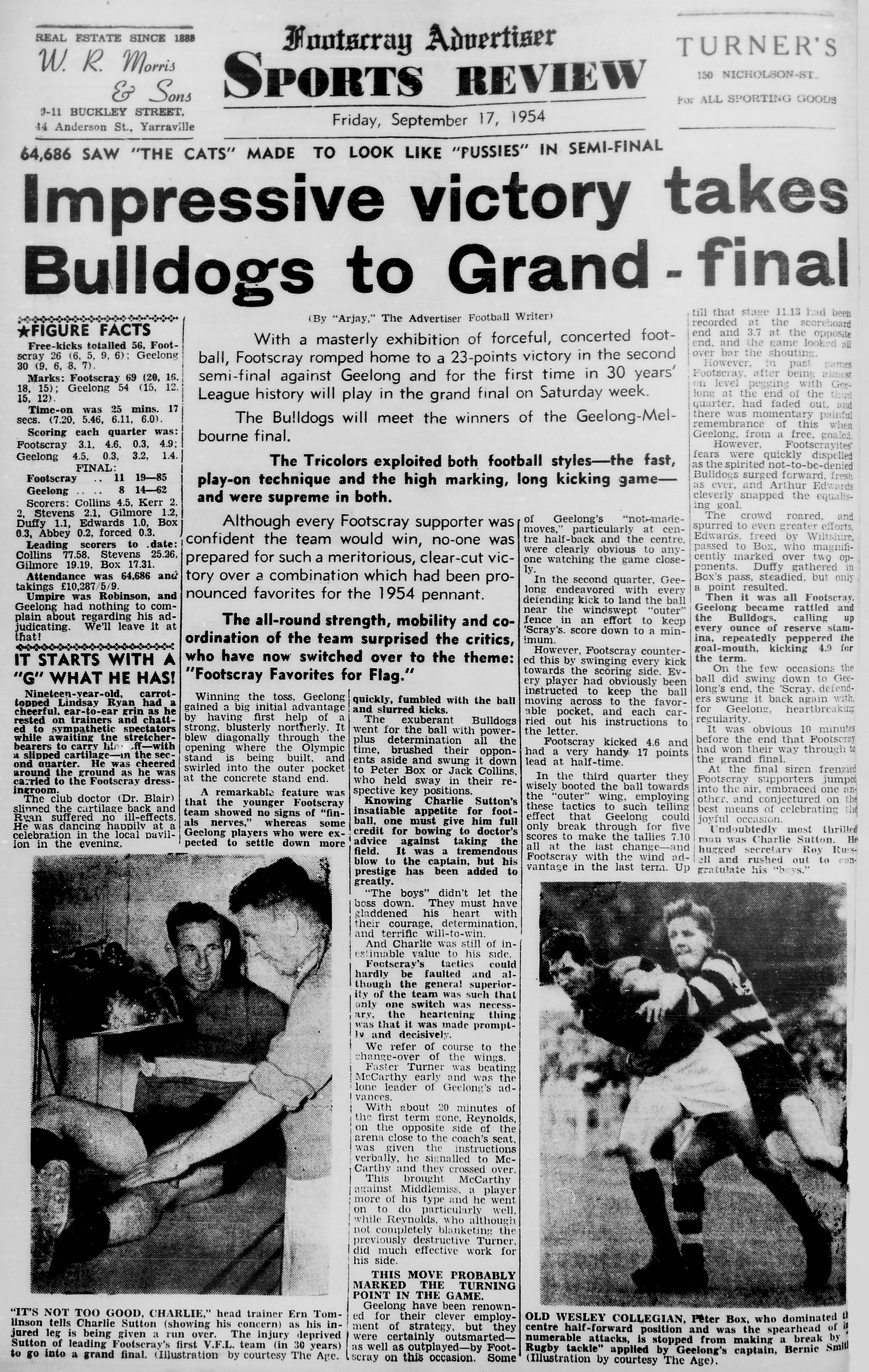 10a. Footscray Football Club - Report [1] - Footscray Advertiser - 17 Sep 1954 copy.png