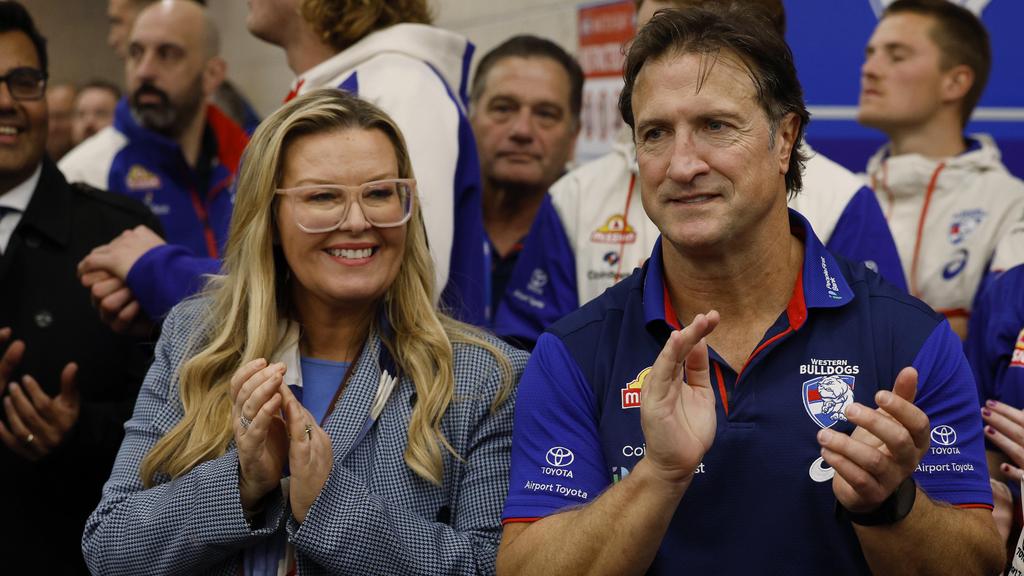 Western Bulldogs president Kylie Watson-Wheeler and senior coach Luke Beveridge. Picture: Michael Klein