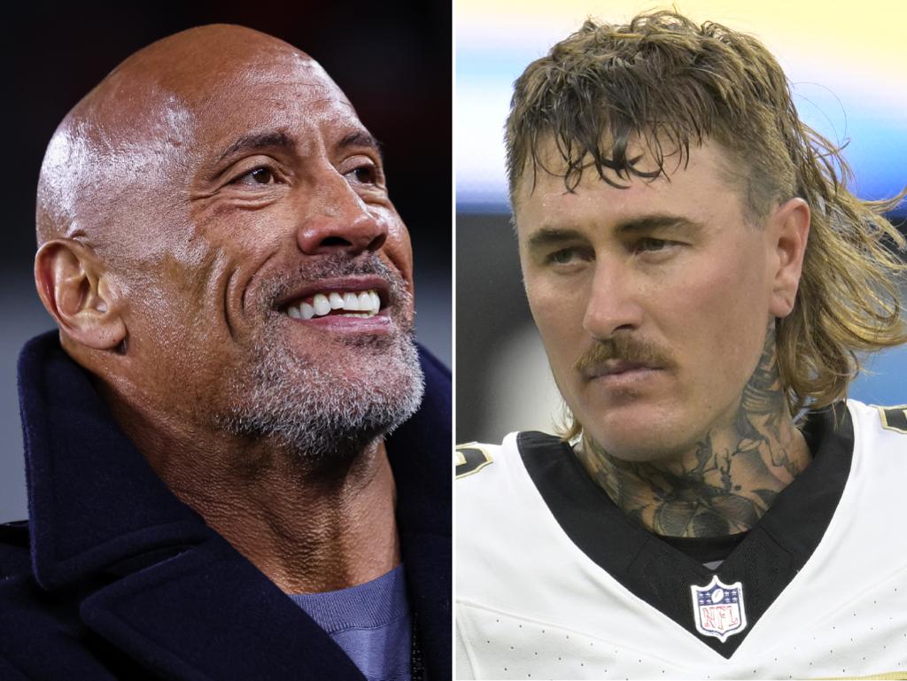 Dwayne Johnson has been a big supporter of Aussie punter Lou Hedley, who has earned an NFL roster spot with the New Orleans Saints. Pictures: Getty Images