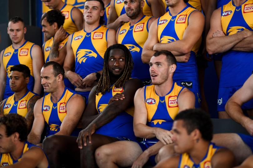 The Eagles at team photo day in the Burley Sekem-made jumpers.