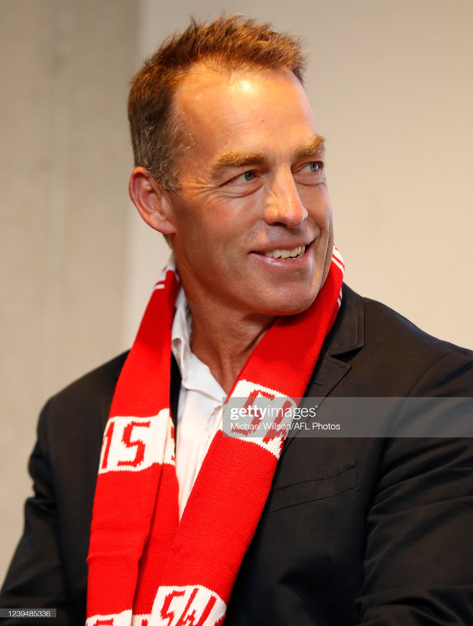 alastair-clarkson-is-seen-wearing-a-swans-scarf-during-the-2022-afl-picture-id1239485336