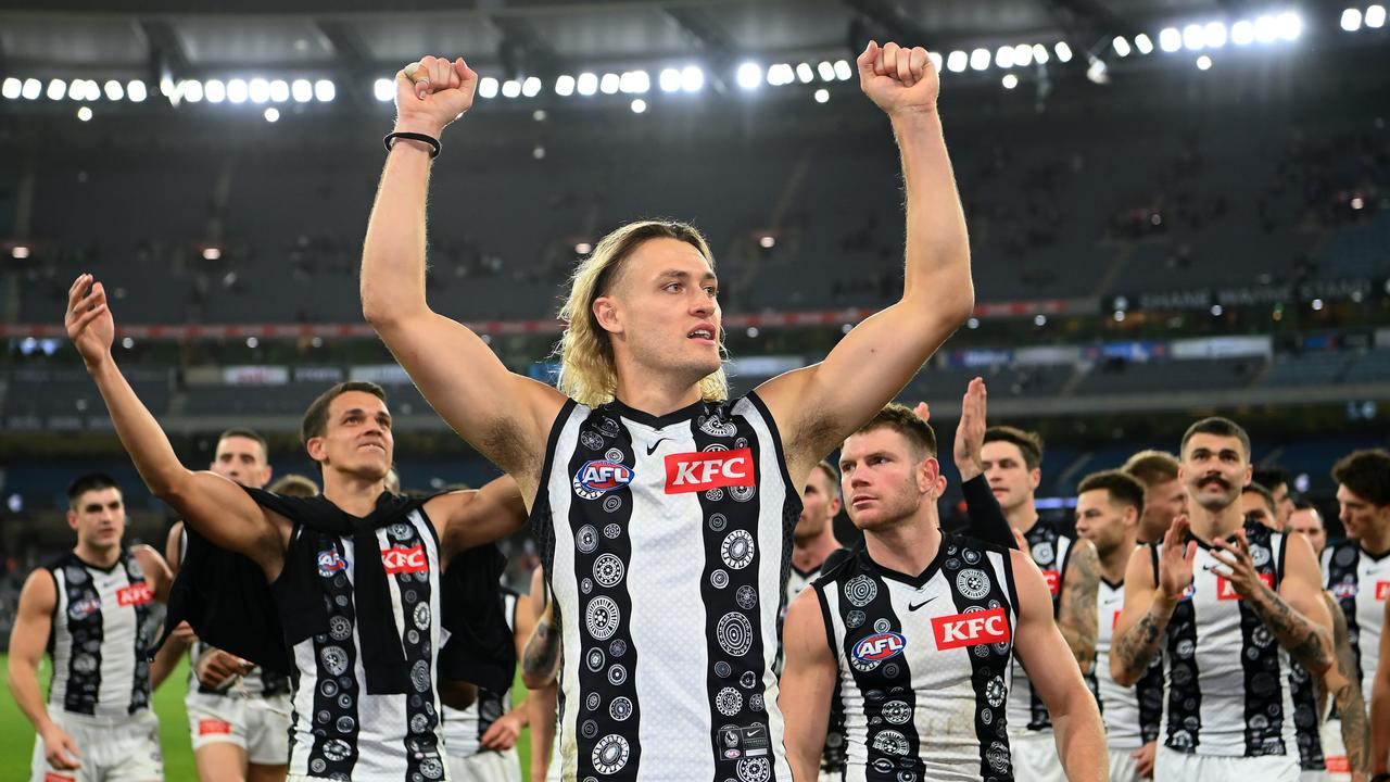 [PLAYERCARD]Darcy Moore[/PLAYERCARD] was huge down back. Picture: Getty Images