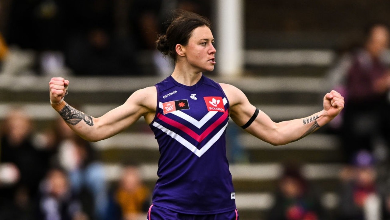 Fremantle fan favourite Roxanne Roux is weighing up her future after playing just five games in 2023. Picture: Getty Images