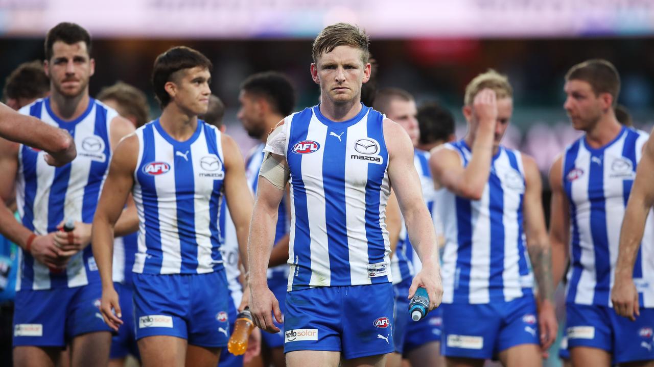 A dejected [PLAYERCARD]Jack Ziebell[/PLAYERCARD] trudges off the SCG last week after the heartbreaking loss to Sydney. Picture: Getty Images