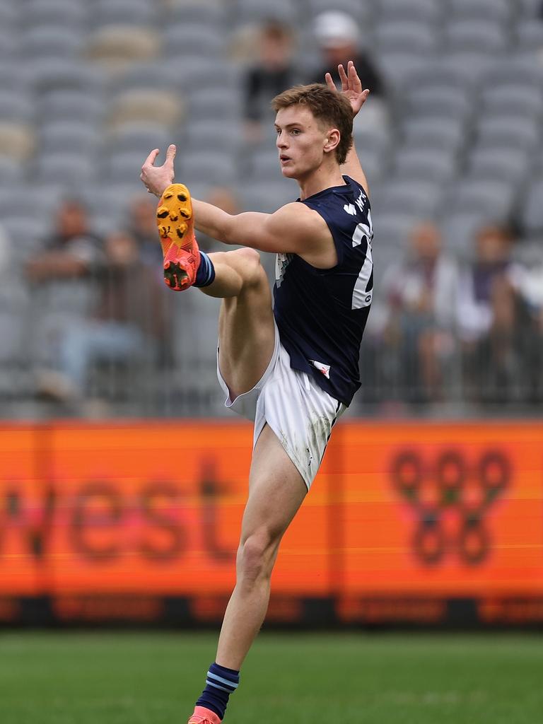 Luke Trainor gets a kick away for Vic Metro. Picture: Paul Kane/AFL Photos/via Getty Images