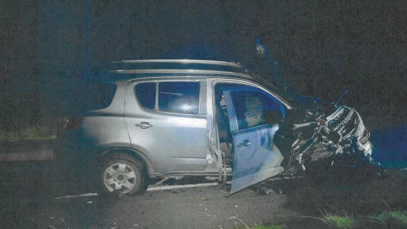 A police photo at the scene of the crash on Grubb Rd in Wallington on August 9. Picture; Geelong Magistrates Court.