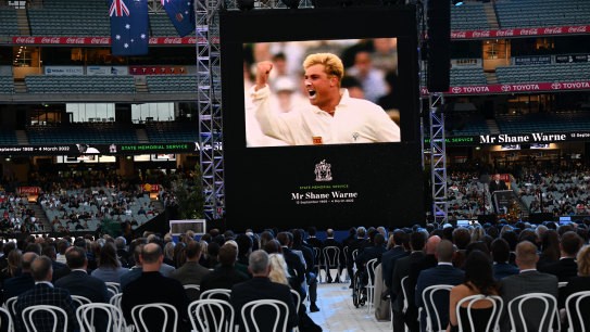 Mourners at the MCG remember the life of Shane Warne.