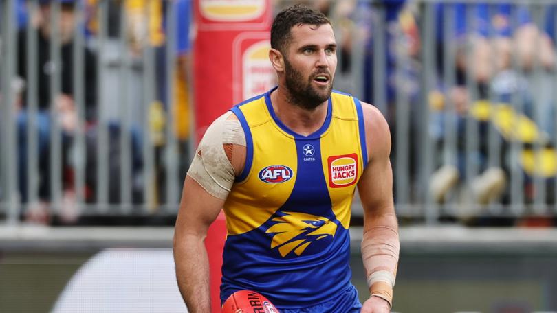 Jack Darling,  of the West Coast Eagles. 2023 AFL Round 20 West Coast Eagles v North Melbourne Kangaroos at Optus Stadium, Perth. 