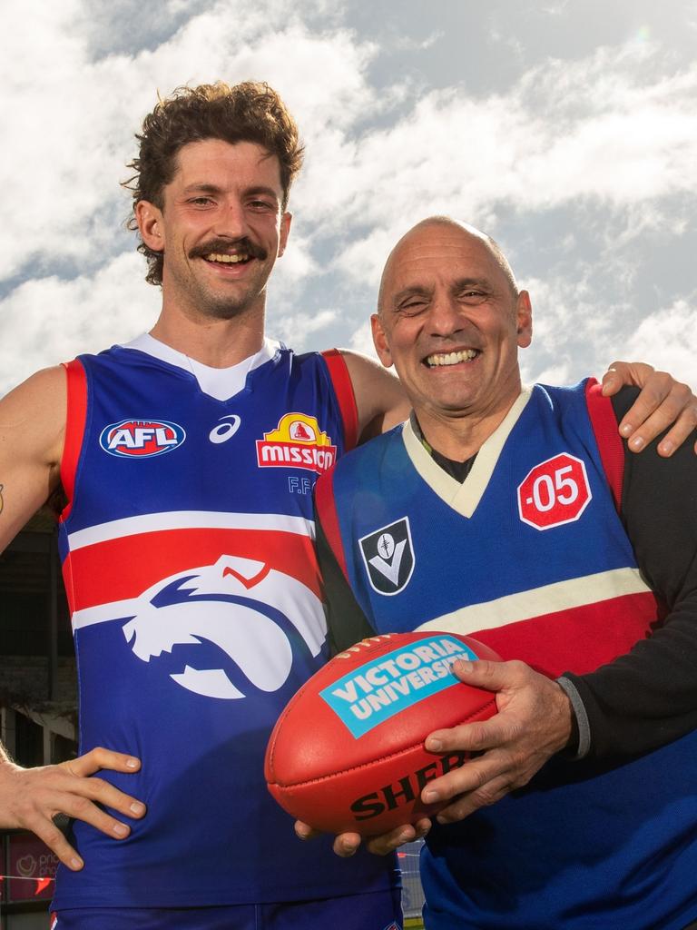 Tony, right, with son Tom on Monday. Picture: Darrian Traynor/Getty Images