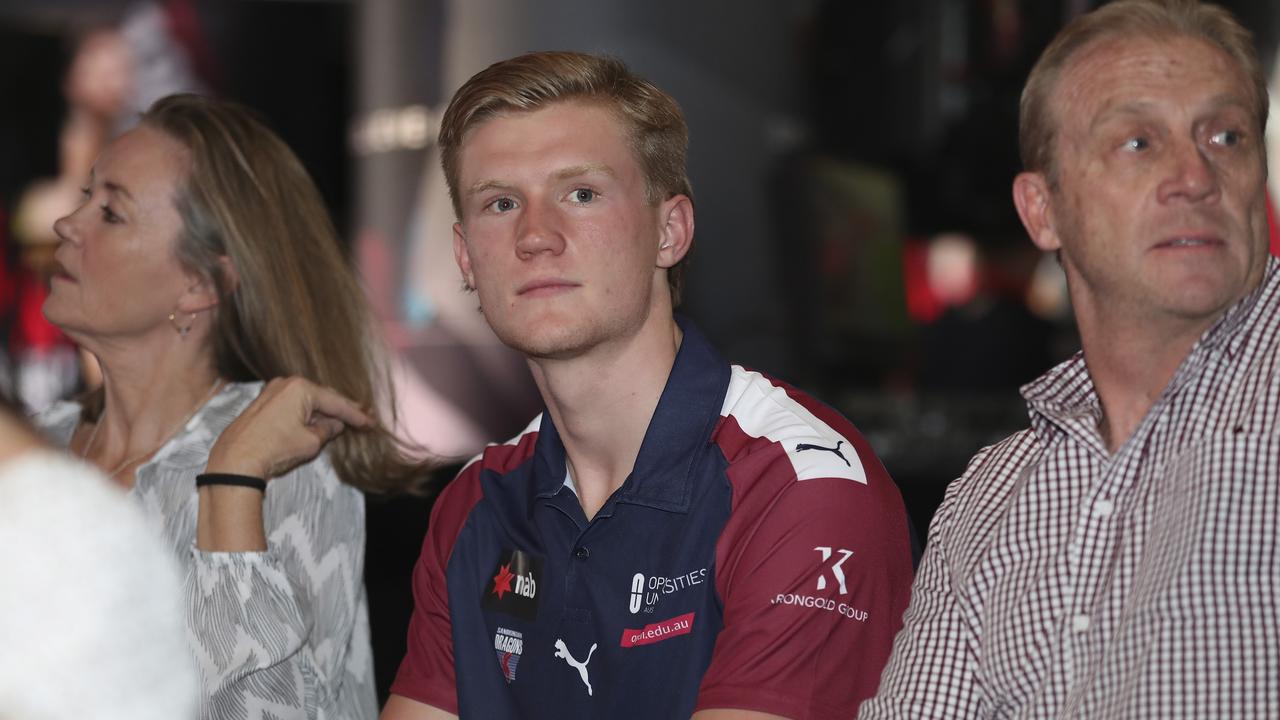 [PLAYERCARD]Fischer McAsey[/PLAYERCARD] with his parents, Gina and Chris, at the 2019 draft. Picture: Michael Willson/AFL Photos via Getty Images