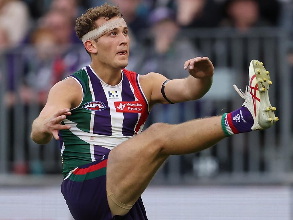 Tom Emmett has endured an incredible amount of adversity on the road to his AFL debut, which came for Fremantle against Port Adelaide on the weekend. Picture: Paul Kane/Getty Images