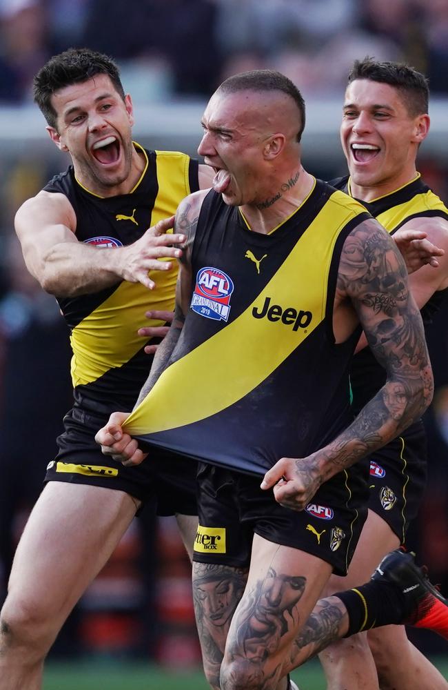 Martin celebrates during the 2019 grand final. Picture: AAP Image/Michael Dodge