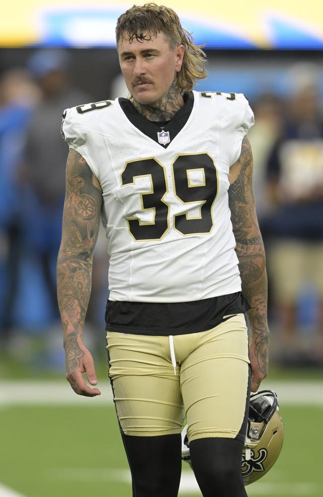 Lou Hedley during a New Orleans Saints NFL pre-season game against the Los Angeles Chargers. Picture: John McCoy/Getty Images