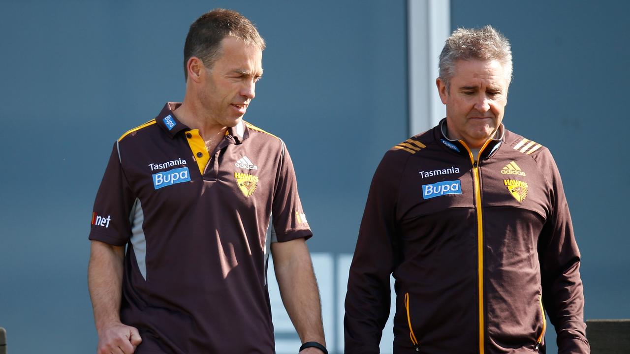 Alastair Clarkson and Chris Fagan at the Hawks. (Photo: Michael Willson/AFL Media)