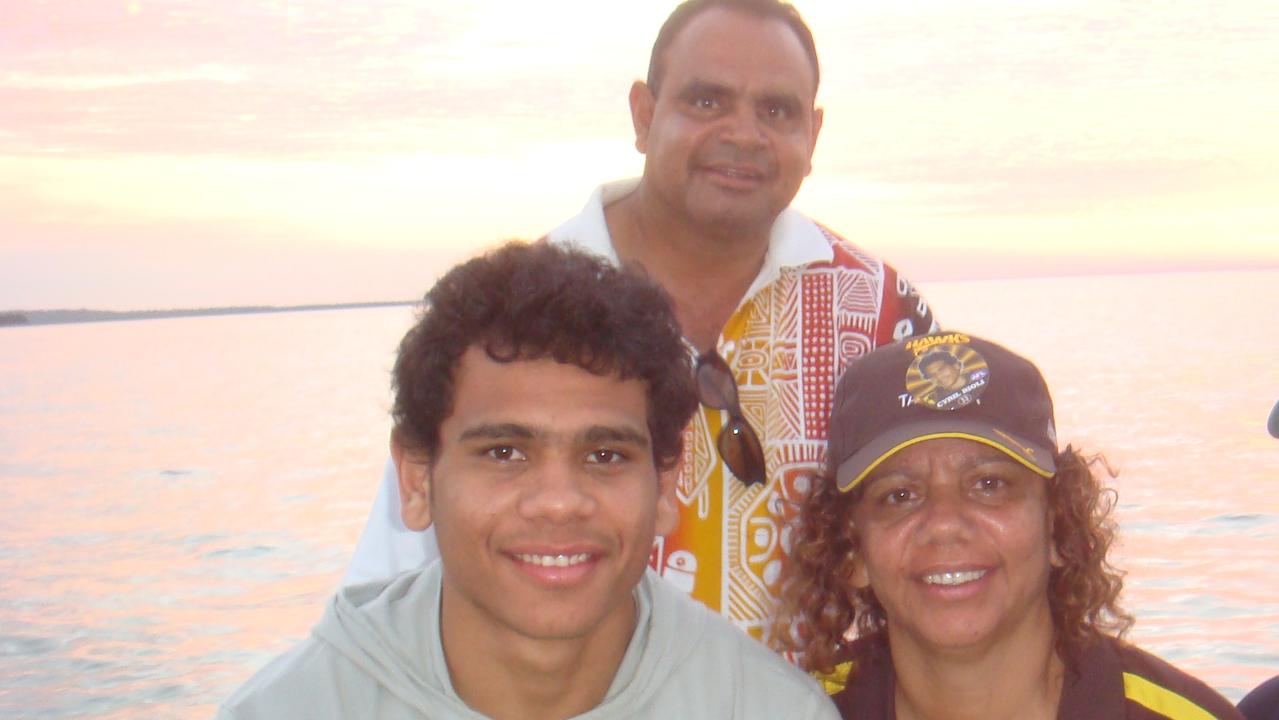 Rioli out on the Northern Territory water with mother Kathy and Uncle Michael.