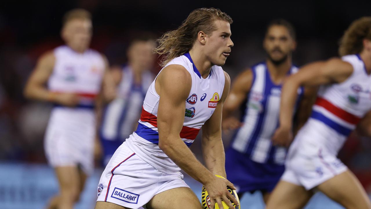 AFL Round 3. 02/04/2021. North Melbourne vs Western Bulldogs at Marvel Stadium, Melbourne. Bulldog [PLAYERCARD]Bailey Smith[/PLAYERCARD] during the 4th qtr. . Pic: Michael Klein