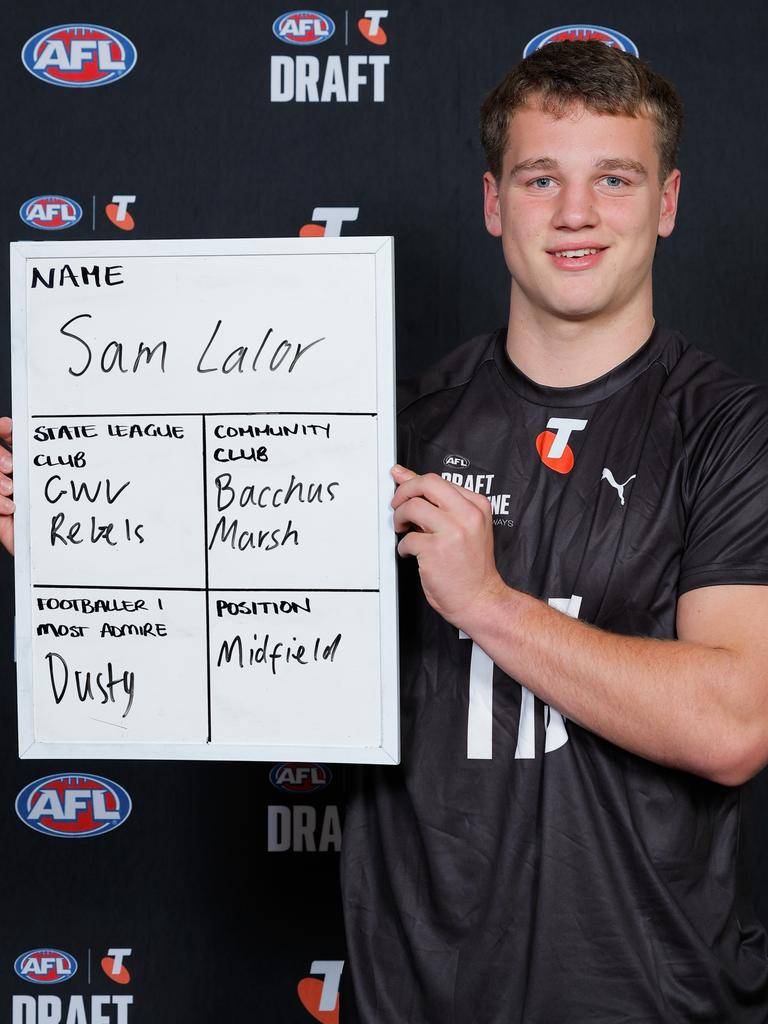 Lalor at the draft combine. Picture: Dylan Burns/AFL Photos via Getty Images