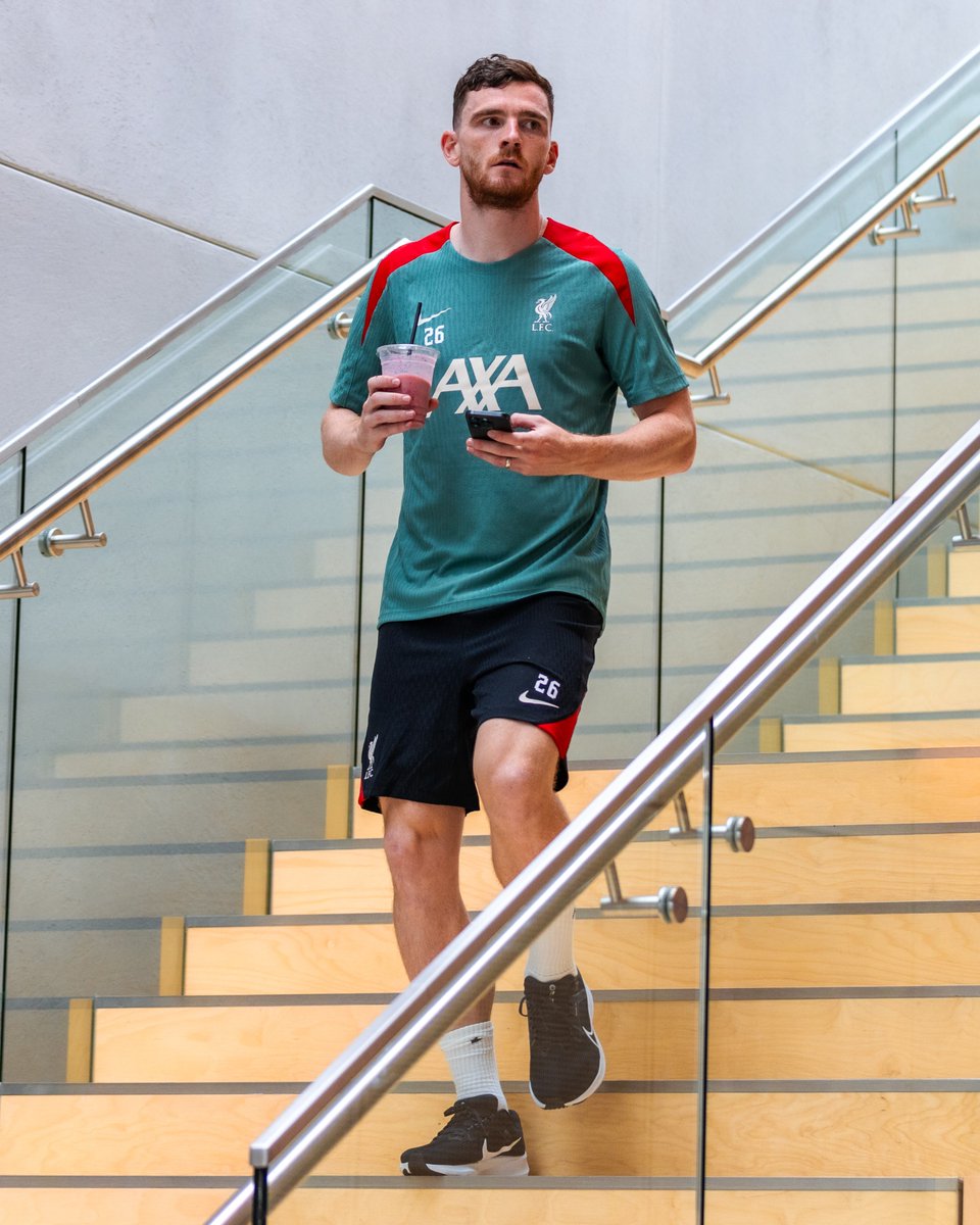 Photography of Andy Robertson at the AXA Training Centre as he reports for his first day of pre-season training.