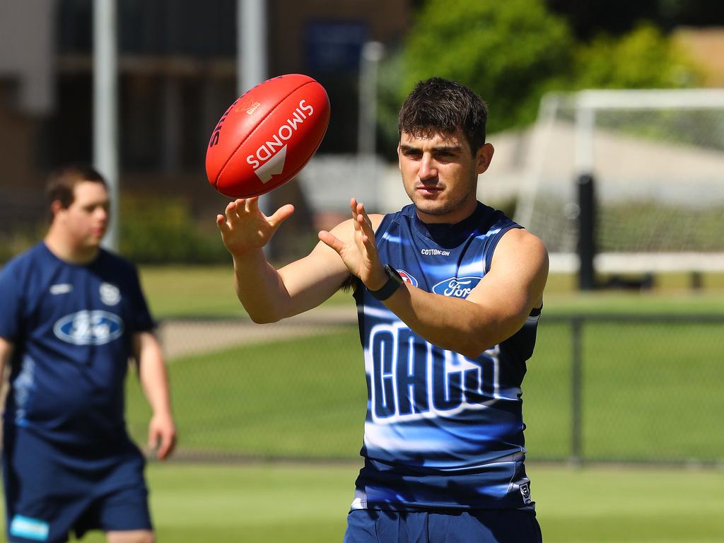 Shaun Mannagh at Geelong Cats training. Picture: Alison Wynd