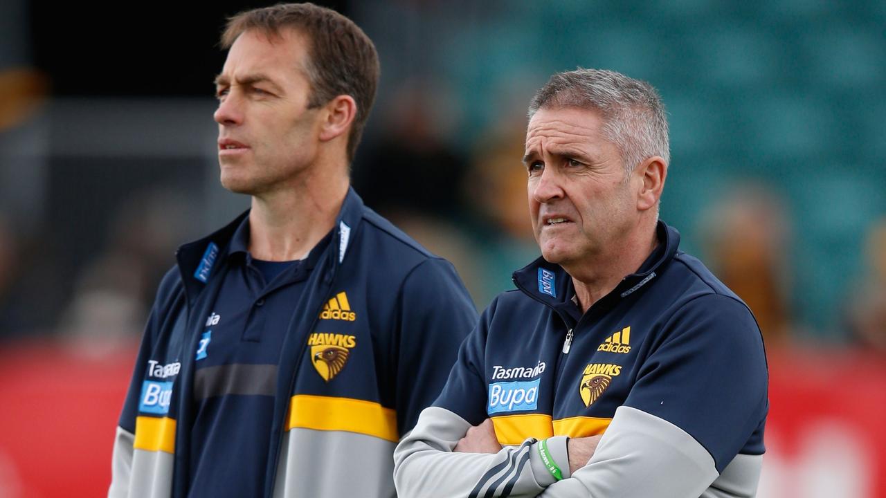 Alastair Clarkson and Chris Fagan during their time together at Hawthorn. Picture: Adam Trafford/AFL Media