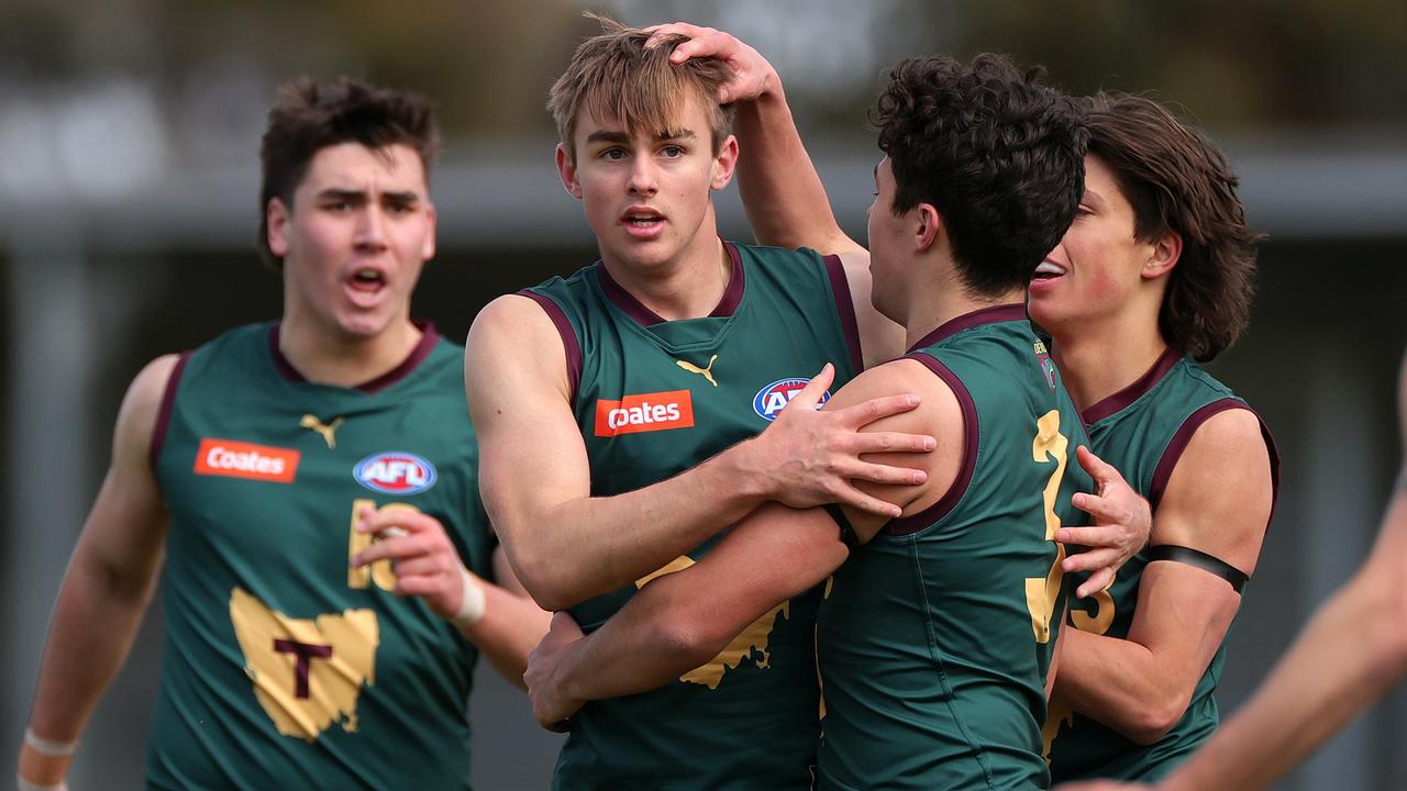 James Leake of the Tassie Devils. Picture: Kelly Defina/AFL Photos/via Getty Images