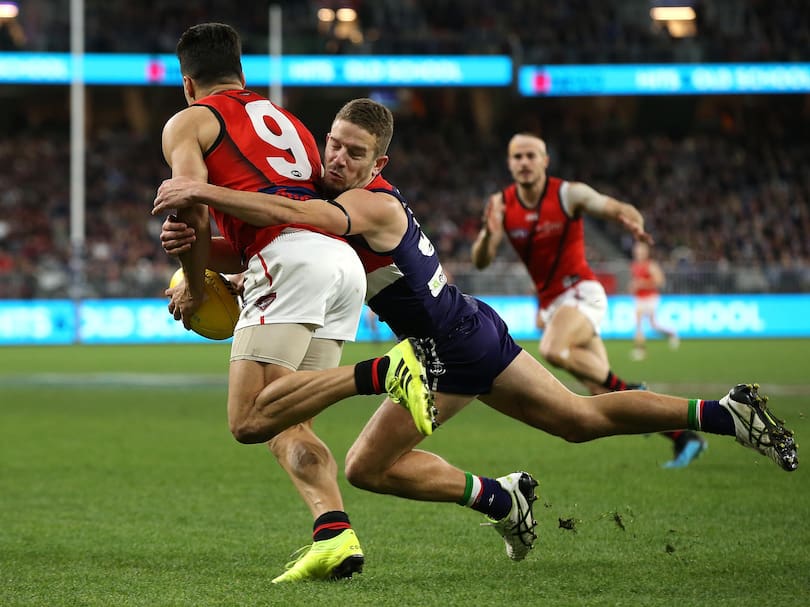 Sam Switkowski’s pressure up forward adds a different dynamic to the Dockers’ forward line.