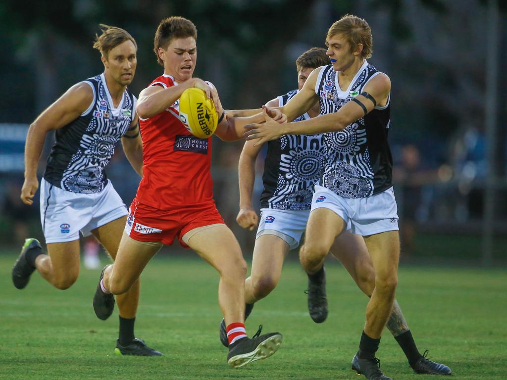 Carmichael played for the Waratahs in the NTFL, including in the historic first match played under lights at Gardens Oval. Picture: Glenn Campbell