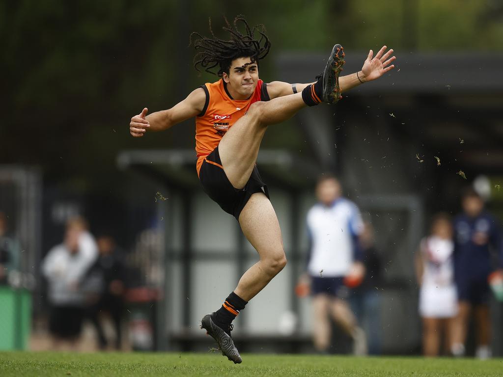 Isaac Kako will land at Essendon in the draft. Picture: Daniel Pockett/AFL Photos/via Getty Images.