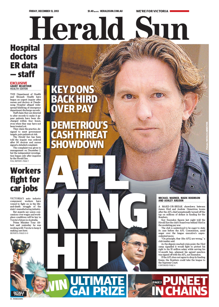 How the Herald Sun covered the story.