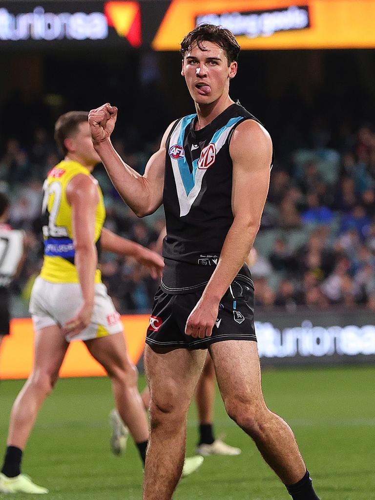 Connor Rozee has become on the Power’s most important player. Picture: Sarah Reed/AFL Photos via Getty Images.