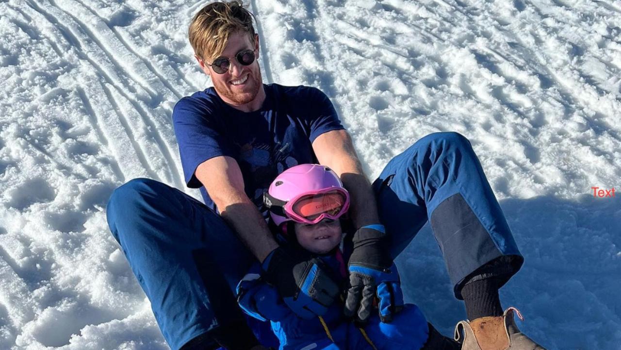 Port Adelaide captain Tom Jonas on a family skiing holiday in Perisher Valley, NSW.