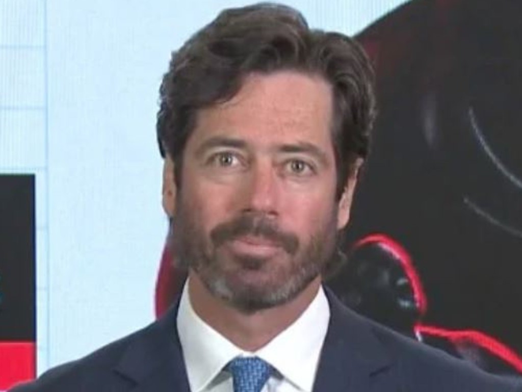 A bearded Gillon McLachlan presents the 2020 AFL draft.