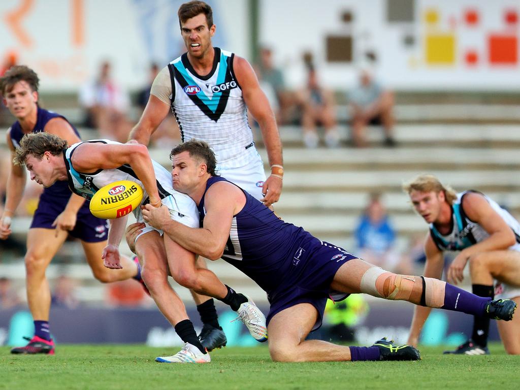 Fremantle got the better of Port Adelaide in their interclub hitout. Picture: James Worsfold/AFL Photos/via Getty Images