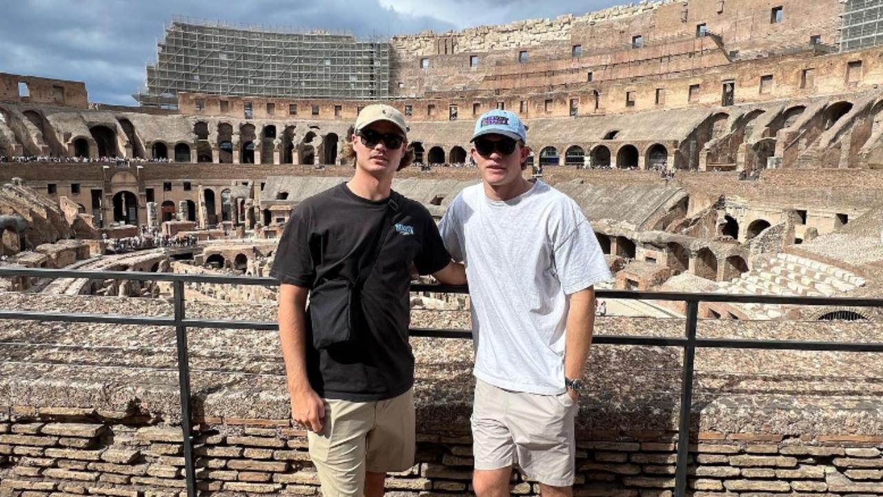 Mitch Georgiadis with a friend in Rome.