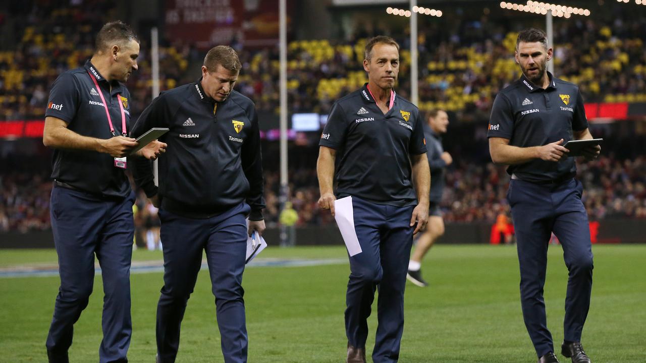 New Richmond coach [PLAYERCARD]Adem Yze[/PLAYERCARD] (left) and incoming assistant [PLAYERCARD]Chris Newman[/PLAYERCARD] (right) worked together under Alastair Clarkson at Hawthorn. Picture: Michael Klein