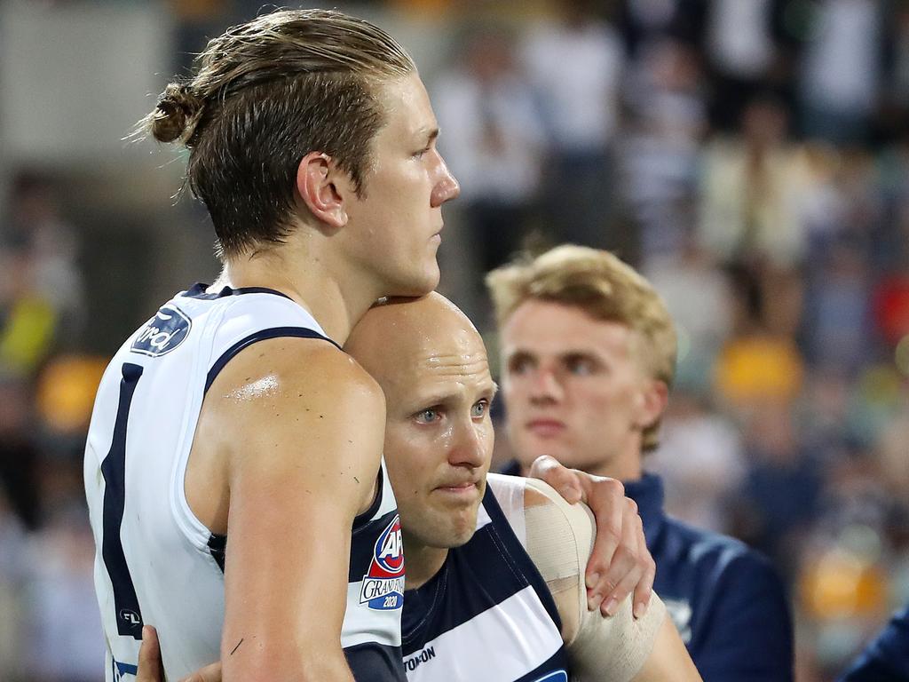 Rhys Stanley will be responsible for shouldering Geelong’s ruck load yet again. Picture: Sarah Reed