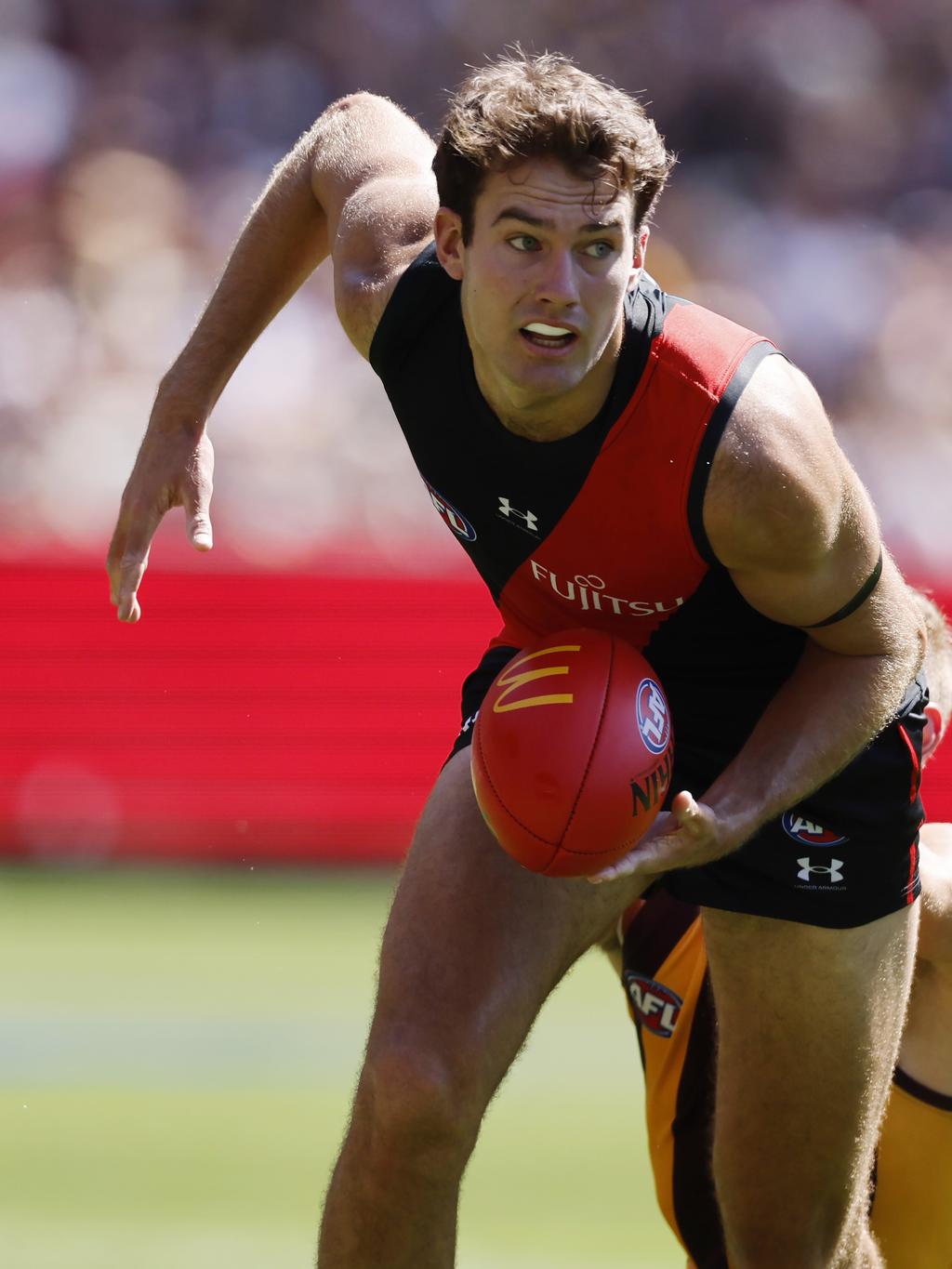 Essendon still hopes Zach Reid will be a centrepiece of its back line for a decade. Picture: Michael Klein