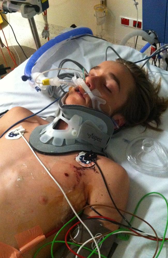 Ryan Meuleman in hospital after the incident in 2013.