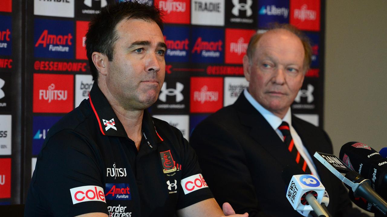 Brad Scott and David Barham at the announcement of the new coach. Picture: Nicki Connolly