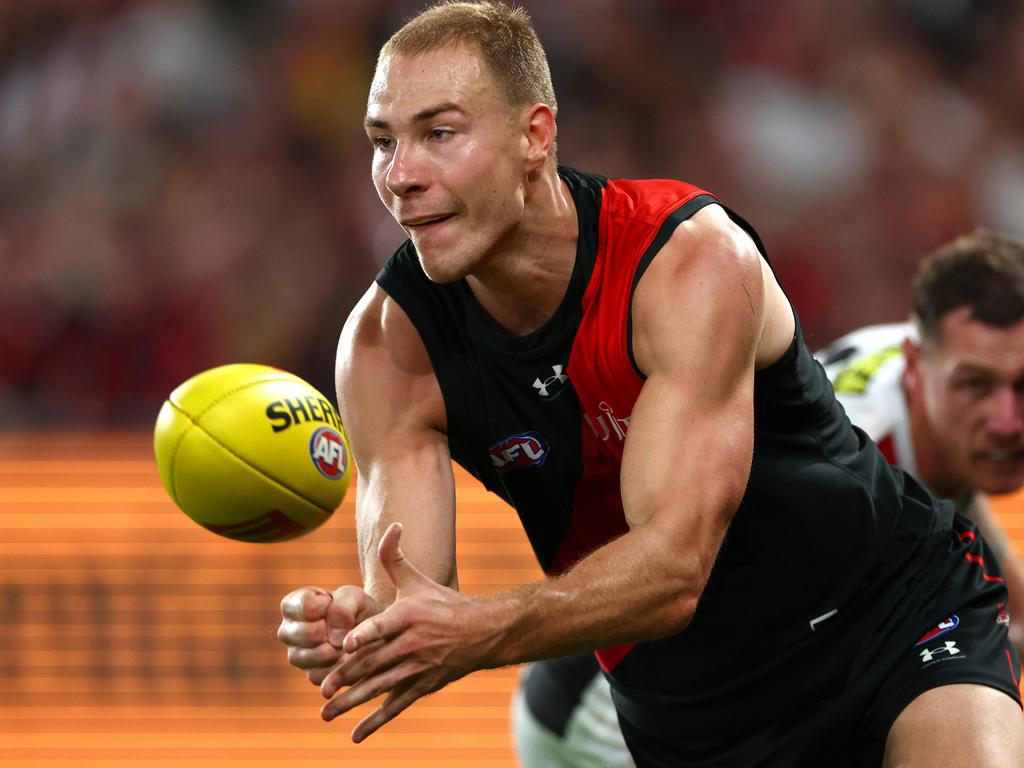 Some at North Melbourne are frustrated by Ben McKay’s good form at Essendon and wondering why he didn’t play like that at the Kangaroos. Picture: Quinn Rooney/Getty Images
