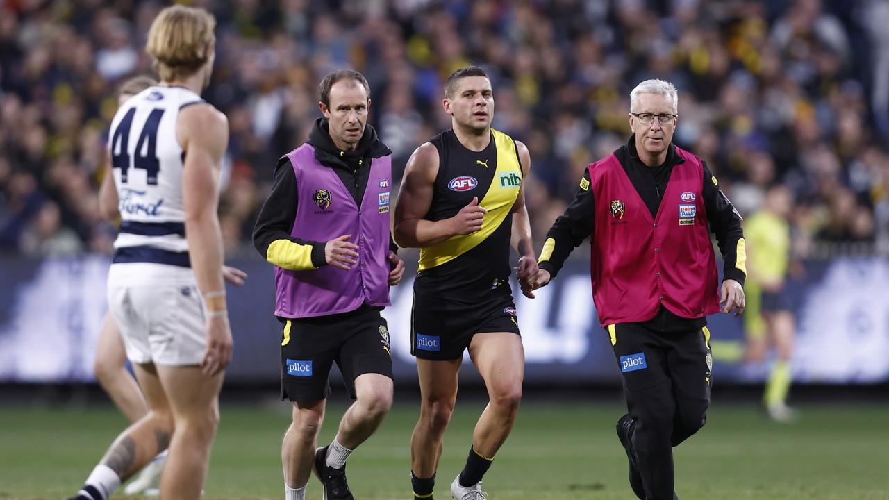 Brad Sheppard believes Tom Stewart’s four game suspension is ‘a little light’ for his hit on [PLAYERCARD]Dion Prestia[/PLAYERCARD]. Picture: Getty Images
