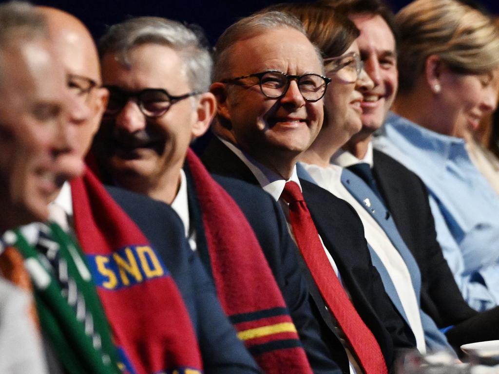 Prime Minister Anthony Albanese attends the North Melbourne Breakfast. Picture: Josie Hayden