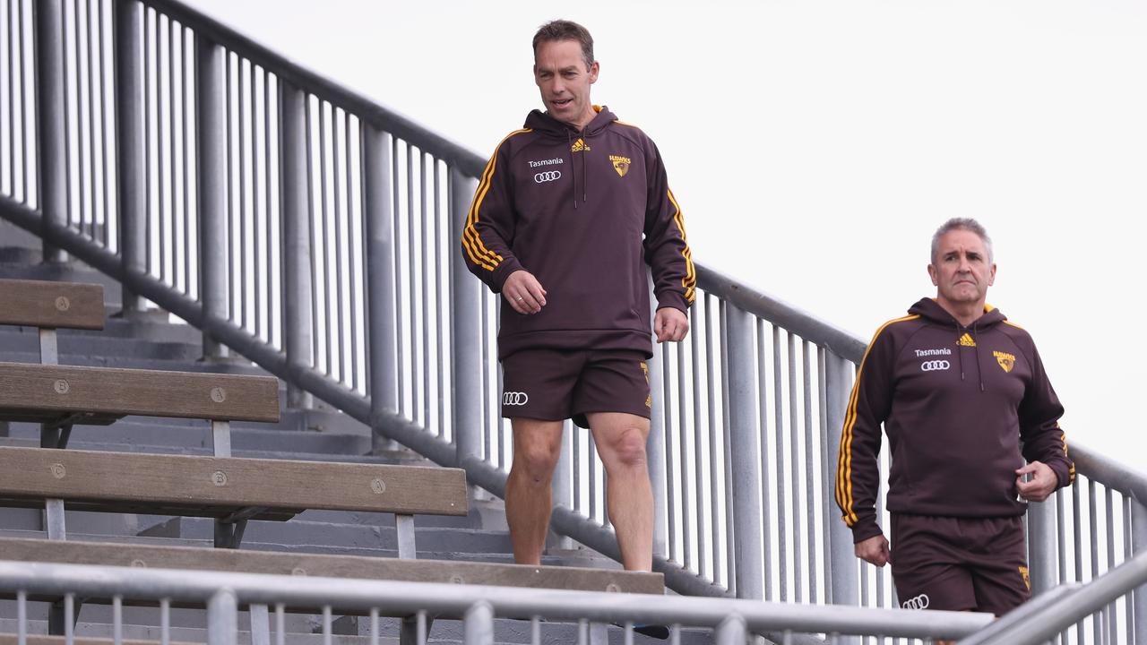 Former Hawks coach Alastair Clarkson and former football operations boss Chris Fagan. Picture: Robert Cianflone