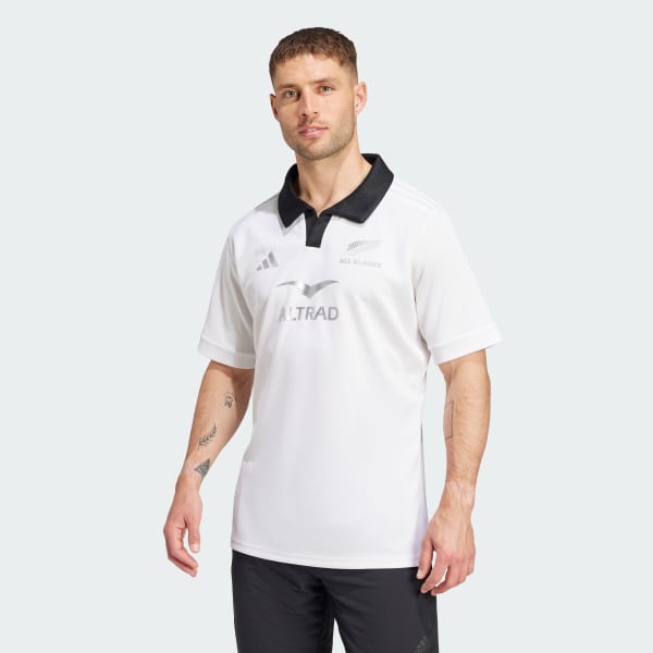 White All Blacks Rugby Short Sleeve Jersey