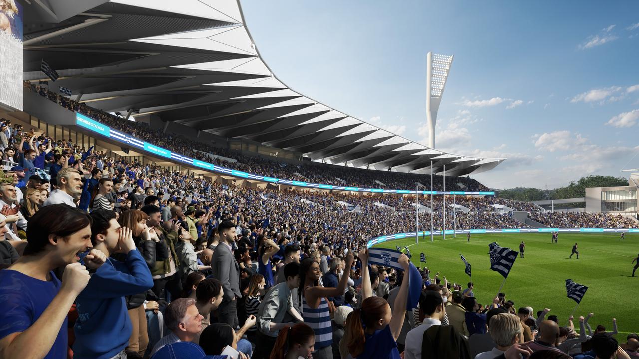 Artists’ impression of the 14,000-person stadium at Kardinia Park. Picture: Supplied