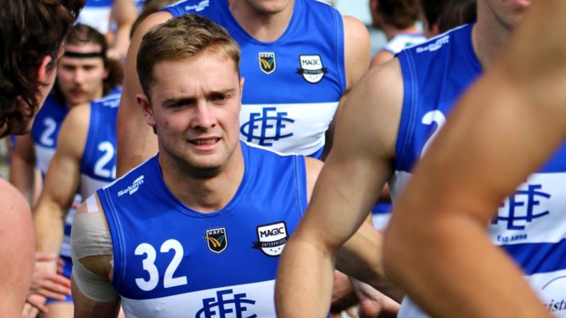 Jed Hagan runs out for the WAFL league debut for East Fremantle