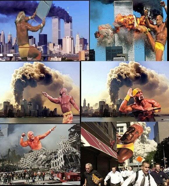 Hulk Hogan VS World Trade Center. I know its wrong...... I mean WTF people ! When there was a earthquake in Haiti, everbody was making jokes about that. But when something which happend to America nearly 10 years ago 