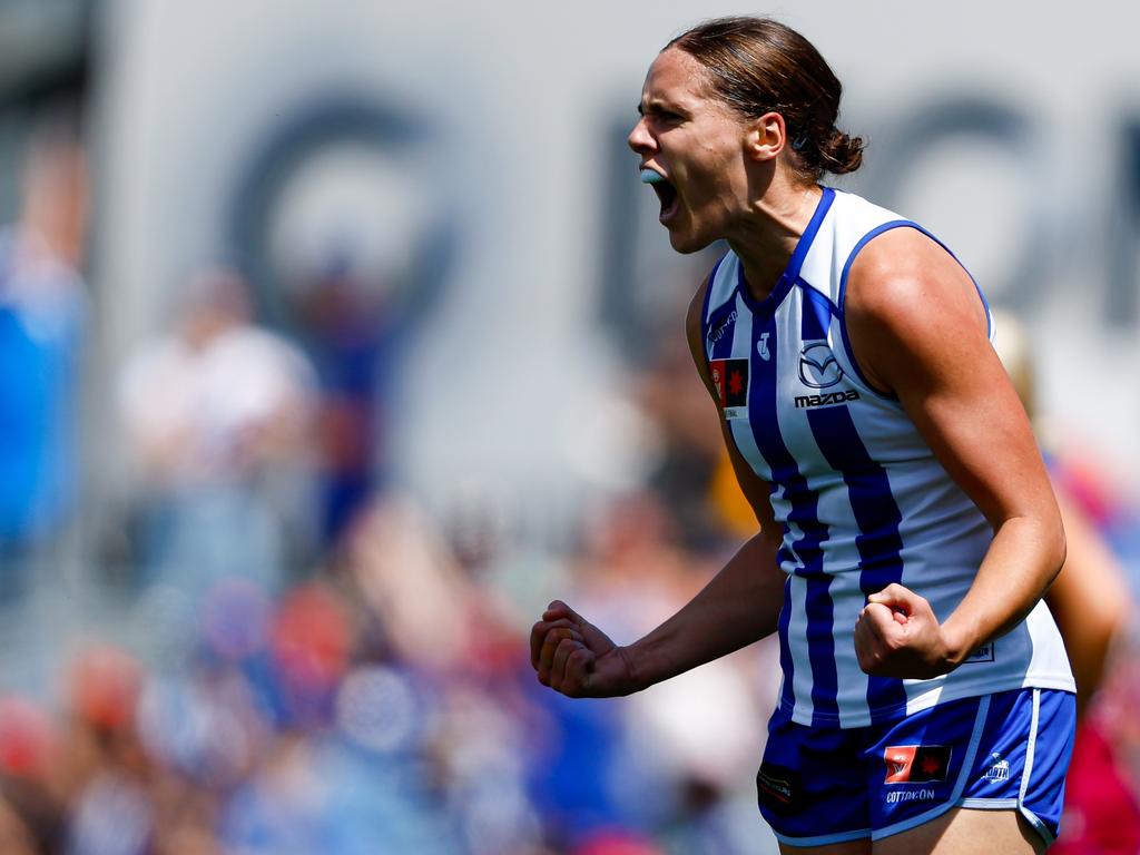 North Melbourne Jasmine Garner is Lauren Wood’s No. 1 player in the AFLW. Picture: Dylan Burns/AFL Photos via Getty Images