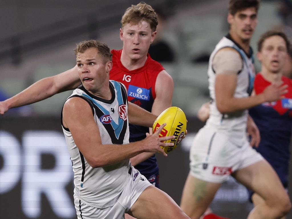 [PLAYERCARD]Dan Houston[/PLAYERCARD] has turned his back on the Dees. (Photo by Darrian Traynor/AFL Photos/via Getty Images)