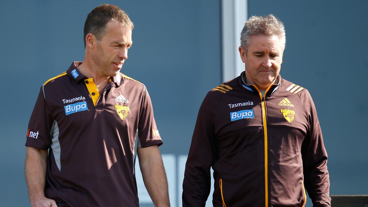 Alastair Clarkson and Chris Fagan in their Hawthorn days. Picture: Picture: AFL Media